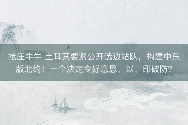 抢庄牛牛 土耳其要紧公开选边站队,构建中东版北约!一个决定令好意思、以、印破防?