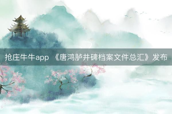 抢庄牛牛app 《唐鸿胪井碑档案文件总汇》发布