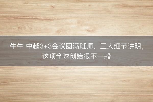 牛牛 中越3+3会议圆满班师，三大细节讲明，这项全球创始很不一般