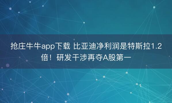 抢庄牛牛app下载 比亚迪净利润是特斯拉1.2倍！研发干涉再夺A股第一
