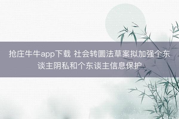 抢庄牛牛app下载 社会转圜法草案拟加强个东谈主阴私和个东谈主信息保护