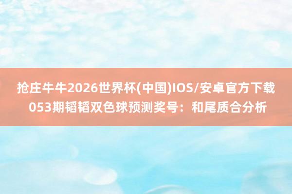 抢庄牛牛2026世界杯(中国)IOS/安卓官方下载 053期韬韬双色球预测奖号：和尾质合分析